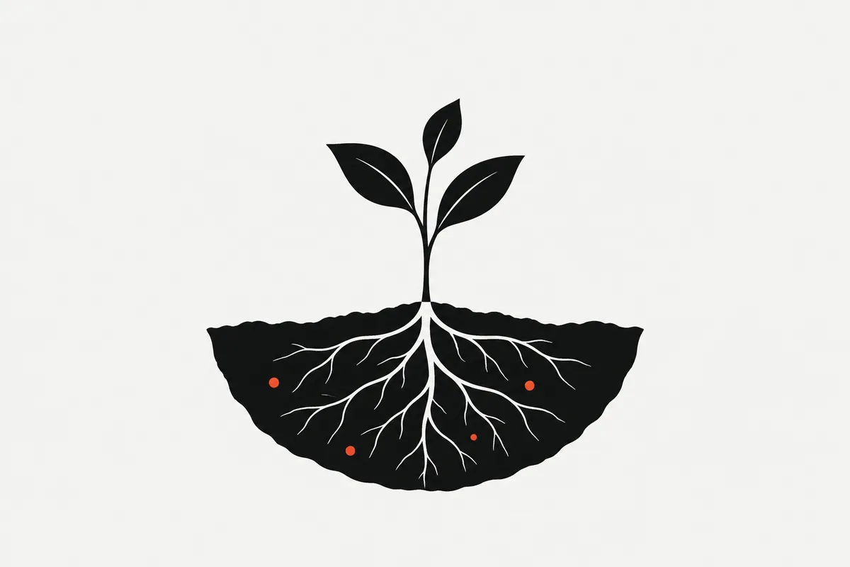 Dibujo de una planta con sus raíces