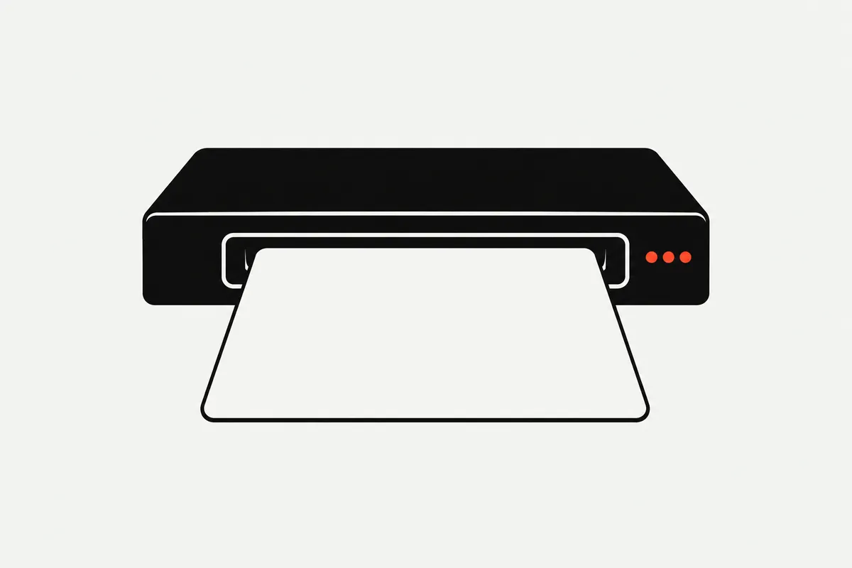 Dibujo de una tarjeta saliendo de una bandeja